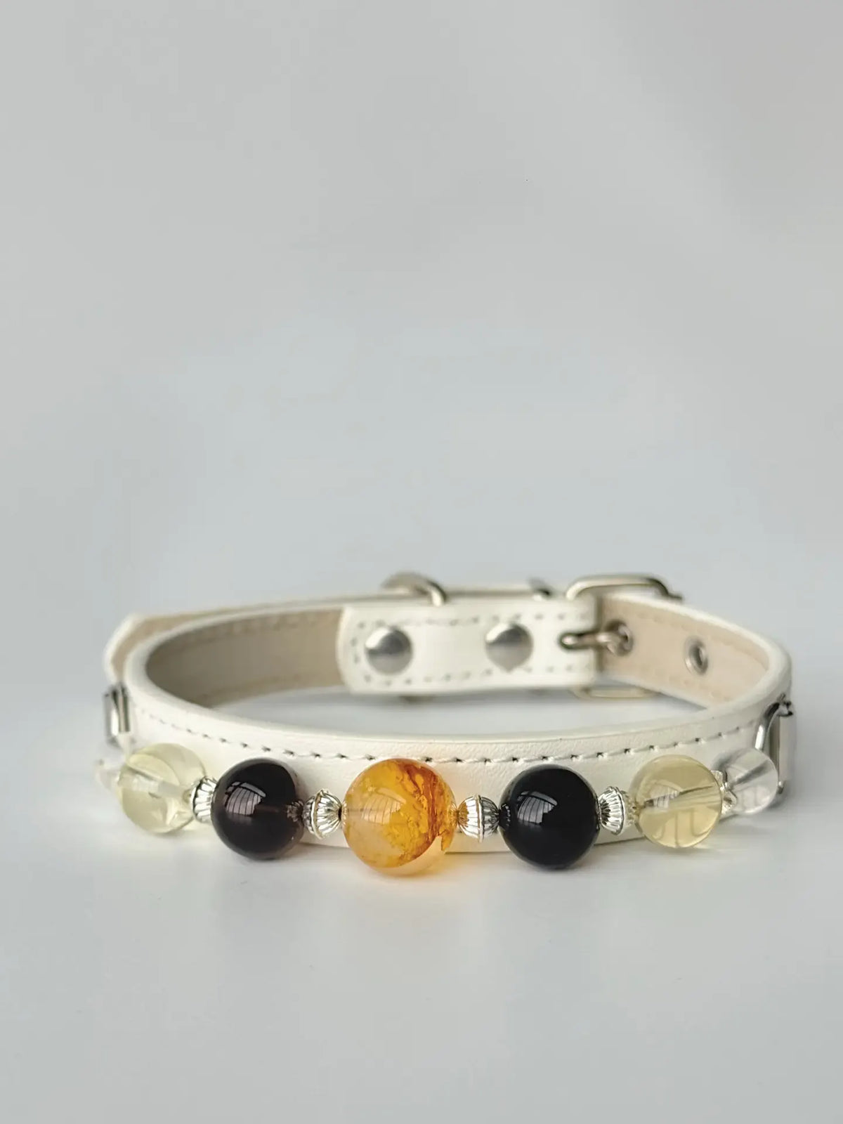 Citrine & Smoky Quartz Beaded Pet Collar