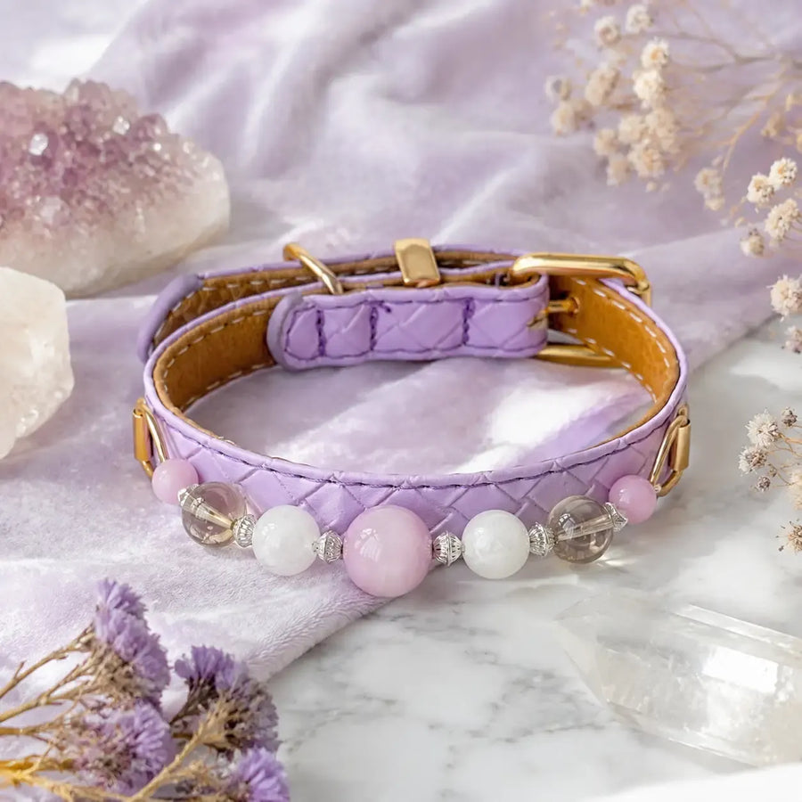 Pink Crystal & Citrine Beaded Pet Collar