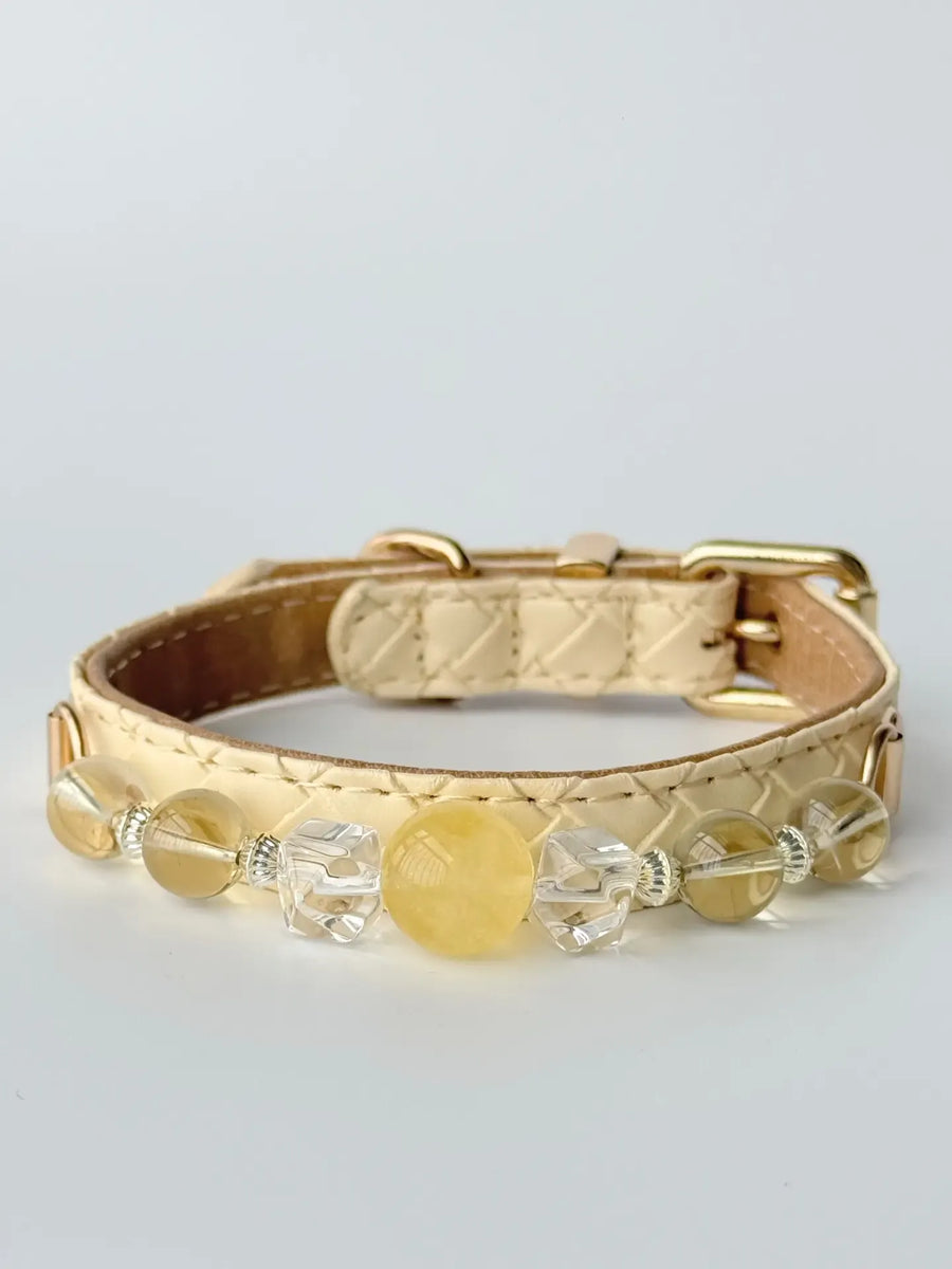 Yellow Crystal & Citrine Beaded Pet Collar