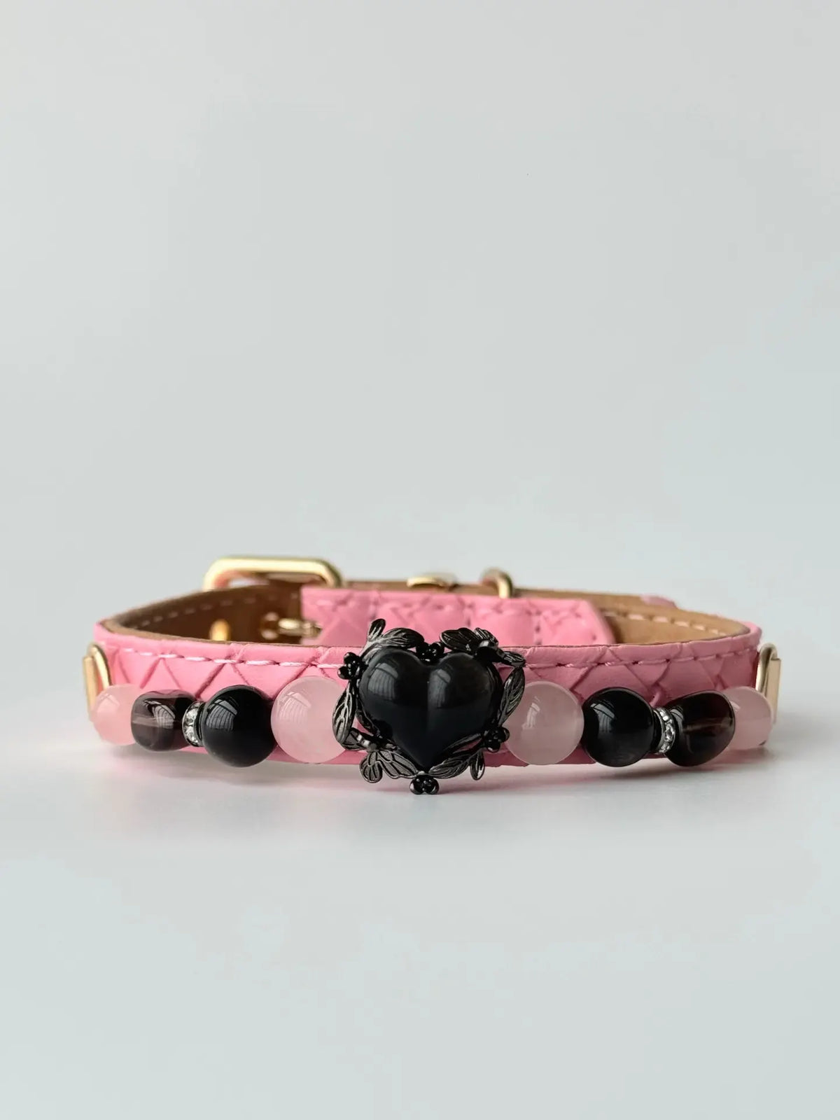 Obsidian & Smoky Quartz Beaded Pet Collar